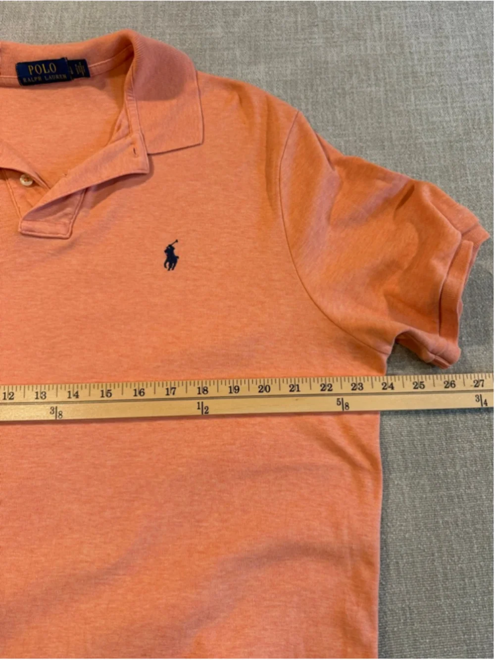 Polo Ralph Lauren short sleeve polo shirt pale peach with blue pony men’s large